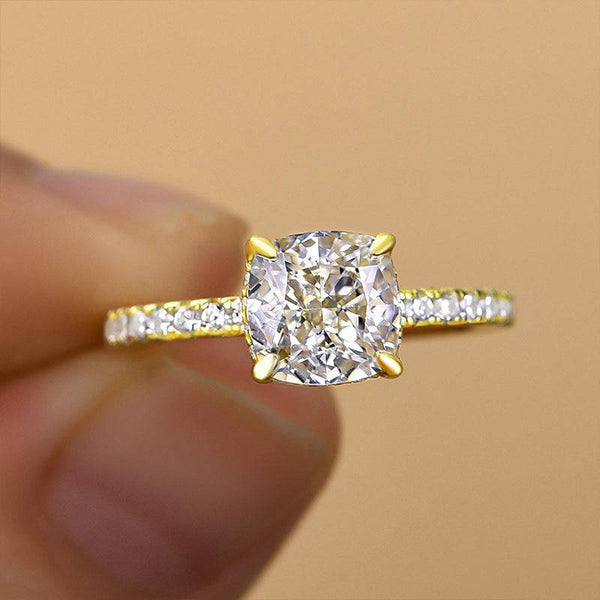 Louily 1.5 Carat Cushion Cut White Sapphire Women's Engagement Ring