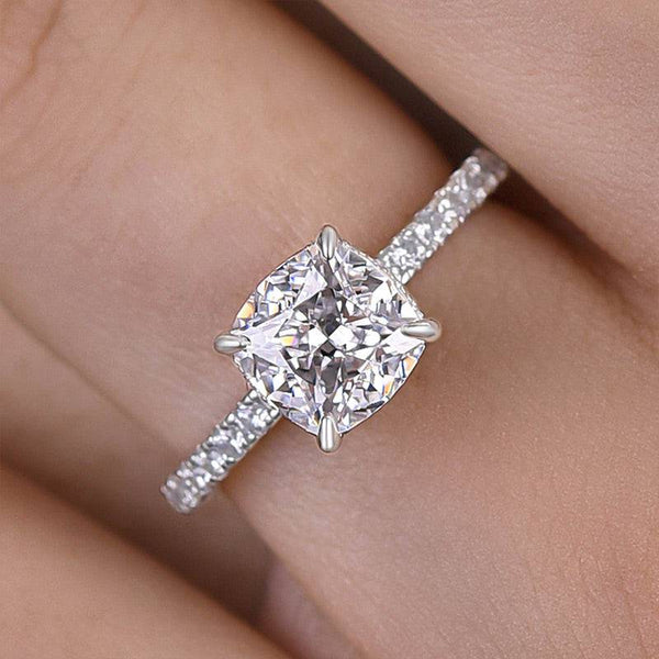 Louily 1.5 Carat Cushion Cut White Sapphire Women's Engagement Ring