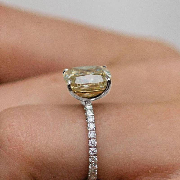 Louily 3.0 Carat Cushion Cut Yellow Sapphire Women's Engagement Ring In Sterling Silver