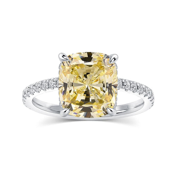 Louily 3.0 Carat Cushion Cut Yellow Sapphire Women's Engagement Ring In Sterling Silver
