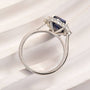 Louily 3.0 Carat Halo Emerald Cut Blue Sapphire Engagement Ring In Sterling Silver - louilyjewelry