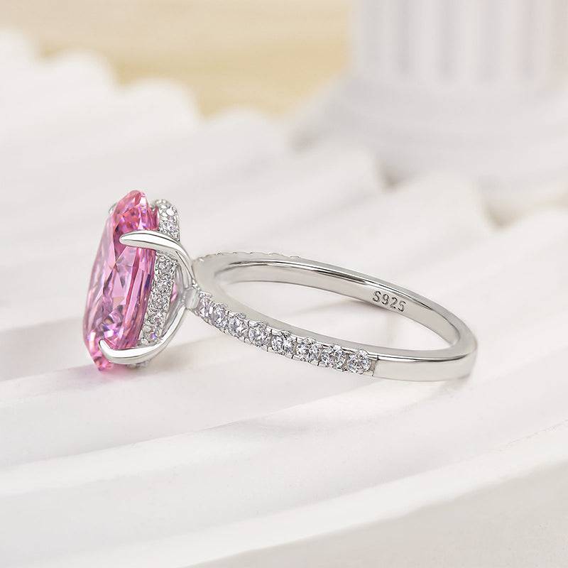 Louily 3.5 Carat Oval Cut Pink Stone Engagement Ring In Sterling Silver - louilyjewelry