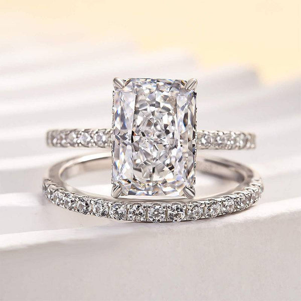 Louily 3.5 Carat Radiant Cut Wedding Ring Set In Sterling Silver