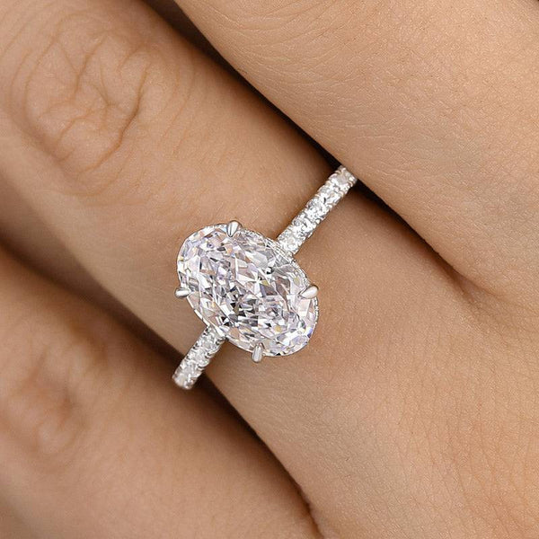 Louily Attractive Crushed Ice Oval Cut Engagement Ring