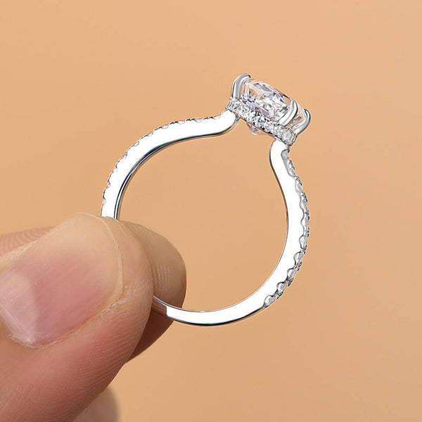 Louily Attractive Crushed Ice Oval Cut Engagement Ring