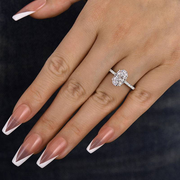 Louily Attractive Crushed Ice Oval Cut Engagement Ring