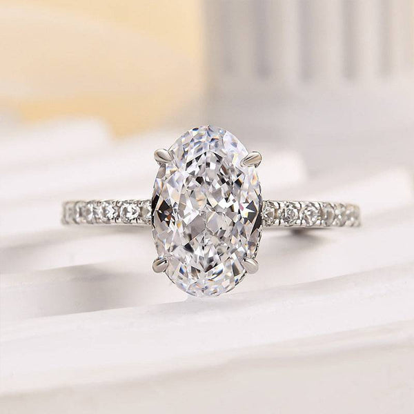 Louily Attractive Crushed Ice Oval Cut Engagement Ring