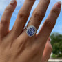 Louily Blue Sapphire Halo Oval Cut Engagement Ring for Women In Sterling Silver - louilyjewelry