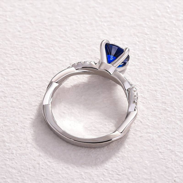 Louily Rose Gold Twist 1.25 Carat Blue Sapphire Round Cut Promise Ring For Her In Sterling Silver