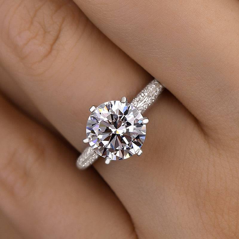 Louily Bright 6 Prongs Round Cut Engagement Ring - louilyjewelry