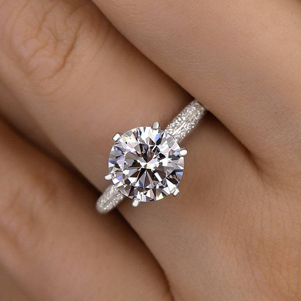 Louily Bright 6 Prongs Round Cut Engagement Ring