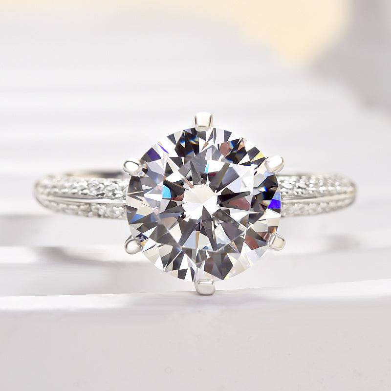 Louily Bright 6 Prongs Round Cut Engagement Ring - louilyjewelry