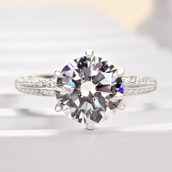 Louily Bright 6 Prongs Round Cut Engagement Ring