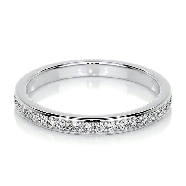 Louily Channel Set Curved Half Wedding Band In Sterling Silver