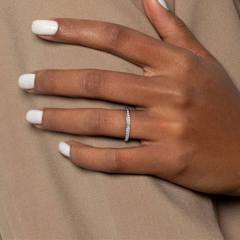 Louily Channel Set Curved Half Wedding Band In Sterling Silver - louilyjewelry