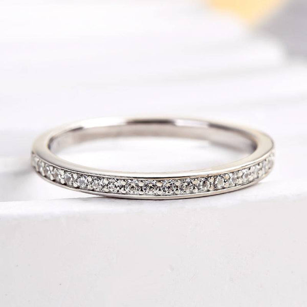 Louily Channel Set Curved Half Wedding Band In Sterling Silver