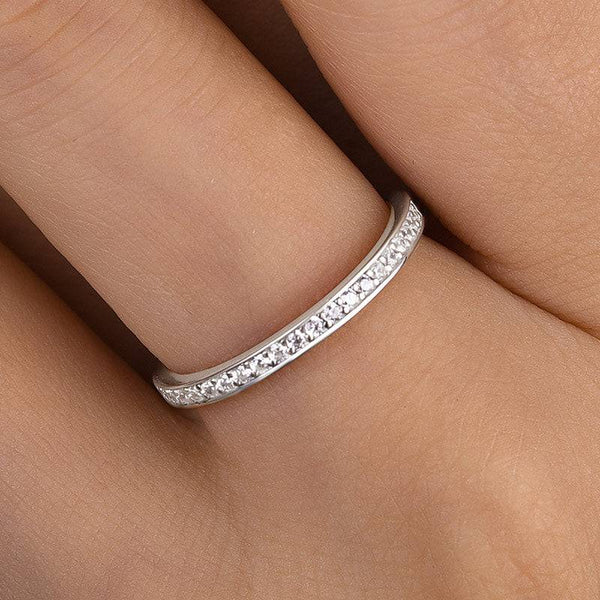 Louily Channel Set Curved Half Wedding Band In Sterling Silver