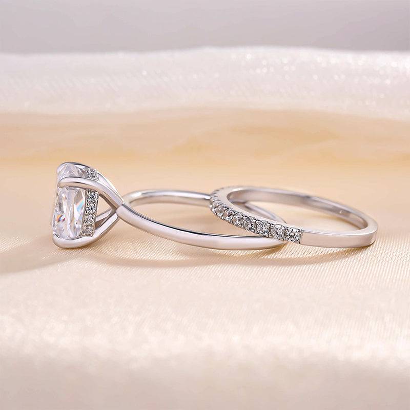 Louily Classic 3.0 Carat Cushion Cut Bridal Set In Sterling Silver - louilyjewelry