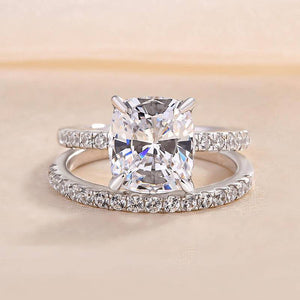 Louily Classic 3.0 Carat Cushion Cut White Sapphire Wedding Set In Sterling Silver