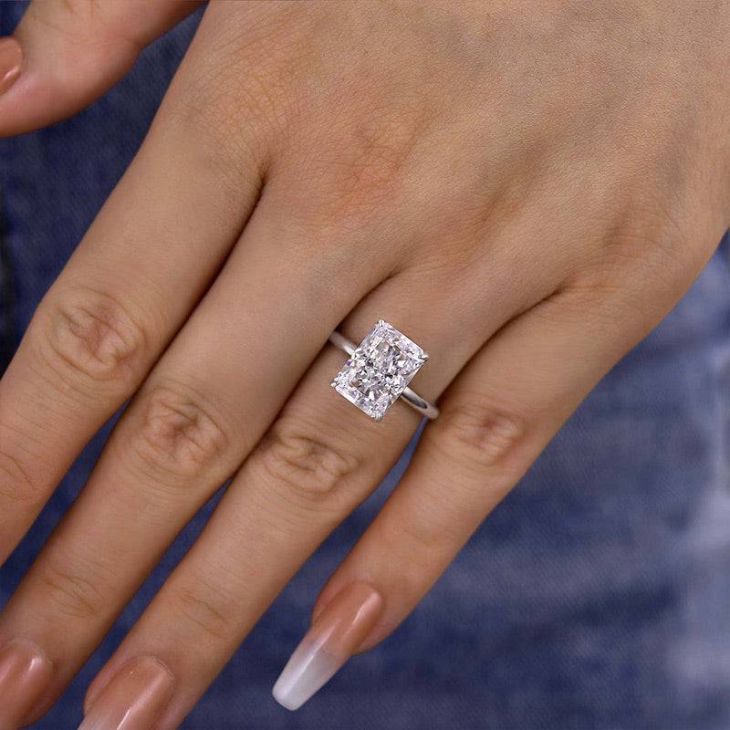 Louily Classic Radiant Cut Simulated Diamond Engagement Ring - louilyjewelry