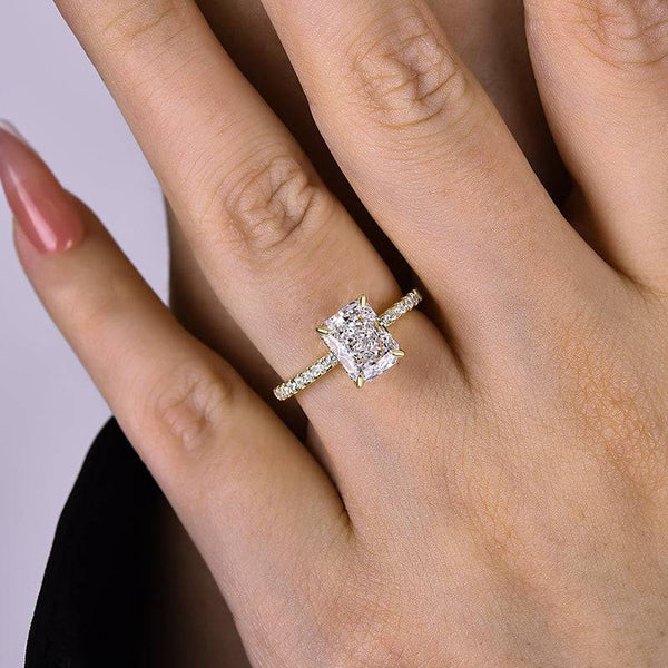 Louily Classic 1.5 CT Radiant Cut Engagement Ring In Sterling Silver