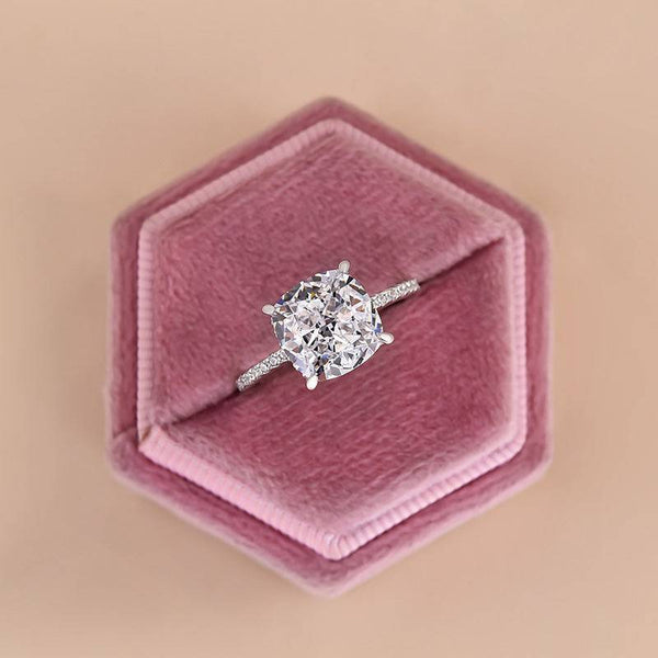Louily Classic Cushion Cut Engagement Ring In Sterling Silver