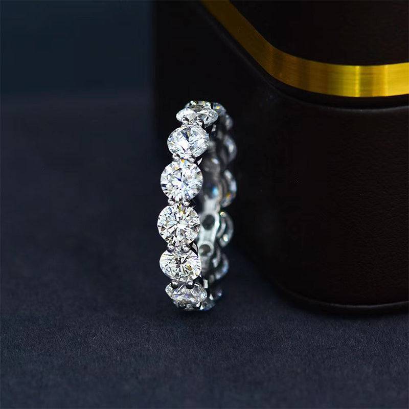 Louily Classic Eternity Round Cut Women's Wedding Band In Sterling Silver - louilyjewelry