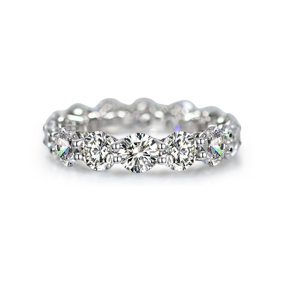 Louily Classic Eternity Round Cut Women's Wedding Band In Sterling Silver - louilyjewelry