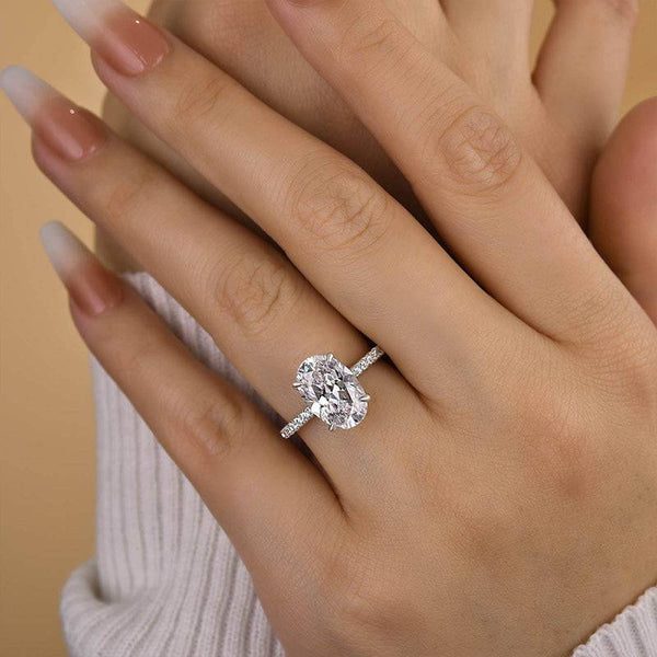Louily Classic Oval Cut Engagement Ring In Sterling Silver