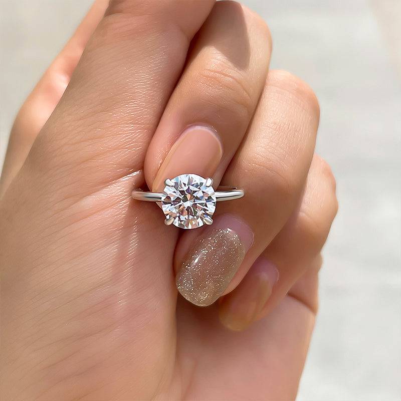 Louily Classic Round Cut Engagement Ring For Women In Sterling Silver - louilyjewelry