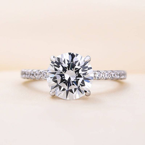 Louily Classic Round Cut Engagement Ring In Sterling Silver