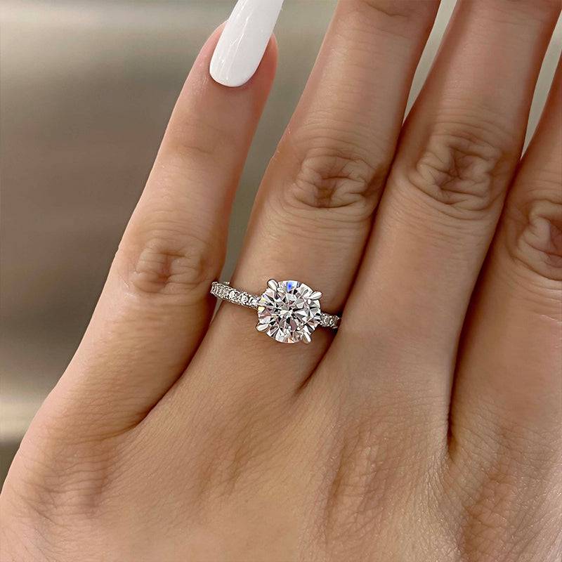 Louily Classic Round Cut Engagement Ring In Sterling Silver - louilyjewelry