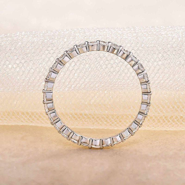 Louily Classic Round Cut Full Eternity Wedding Band In Sterling Silver
