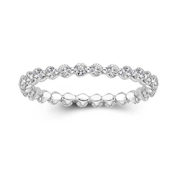 Louily Classic Round Cut Full Eternity Wedding Band In Sterling Silver