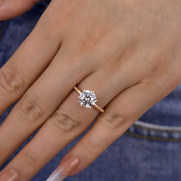 Louily Classic Round Cut Solitaire Engagement Ring In Sterling Silver