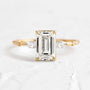 Louily Classic Yellow Gold Emerald Cut Three Stone Engagement Ring In Sterling Silver - louilyjewelry