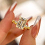 Louily Classic Yellow Gold Emerald Cut Three Stone Engagement Ring In Sterling Silver - louilyjewelry