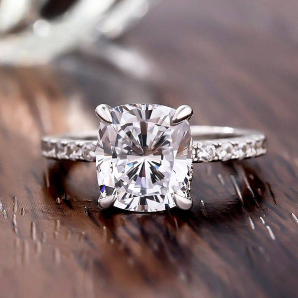 Louily Cushion Cut Engagement Ring In Sterling Silver