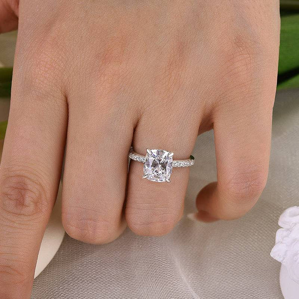 Louily Cushion Cut Engagement Ring In Sterling Silver