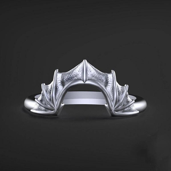 Louily Dark Split Shank Bats Design Coffin Cut Wedding Ring Set