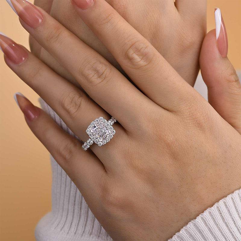 Louily Desirable Halo Crushed Ice Cushion Cut Engagement Ring - louilyjewelry