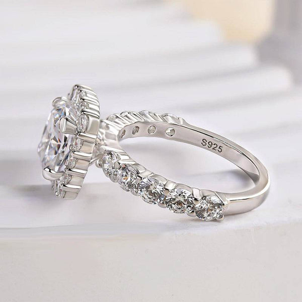 Louily Desirable Halo Crushed Ice Cushion Cut Engagement Ring