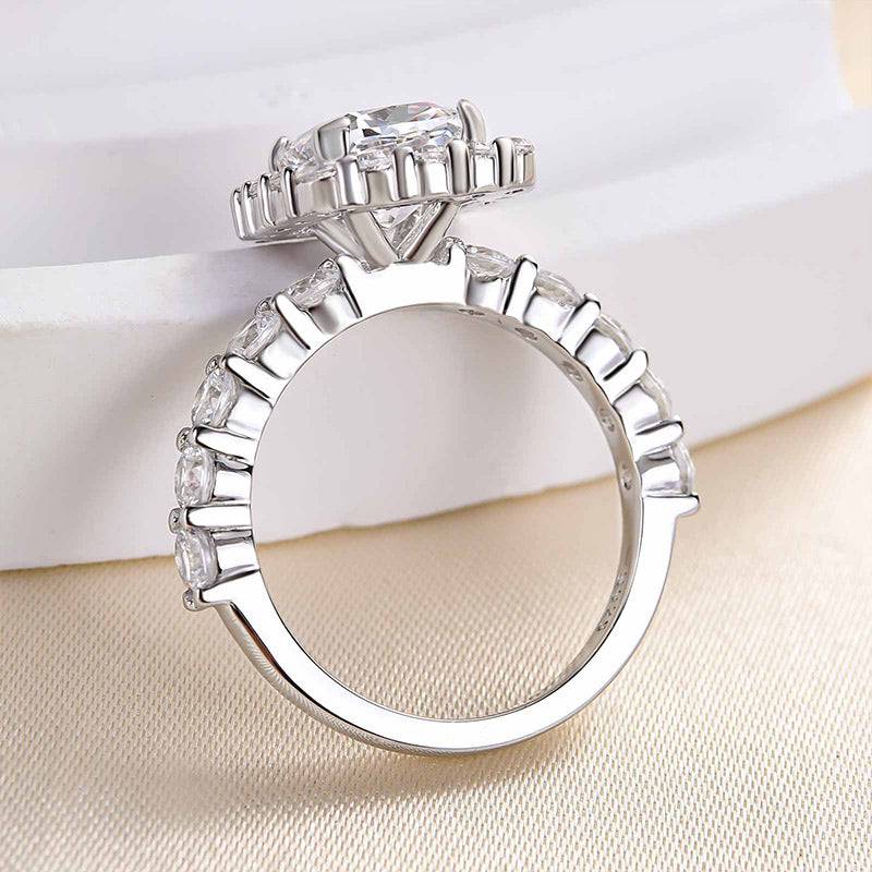 Louily Desirable Halo Crushed Ice Cushion Cut Engagement Ring - louilyjewelry