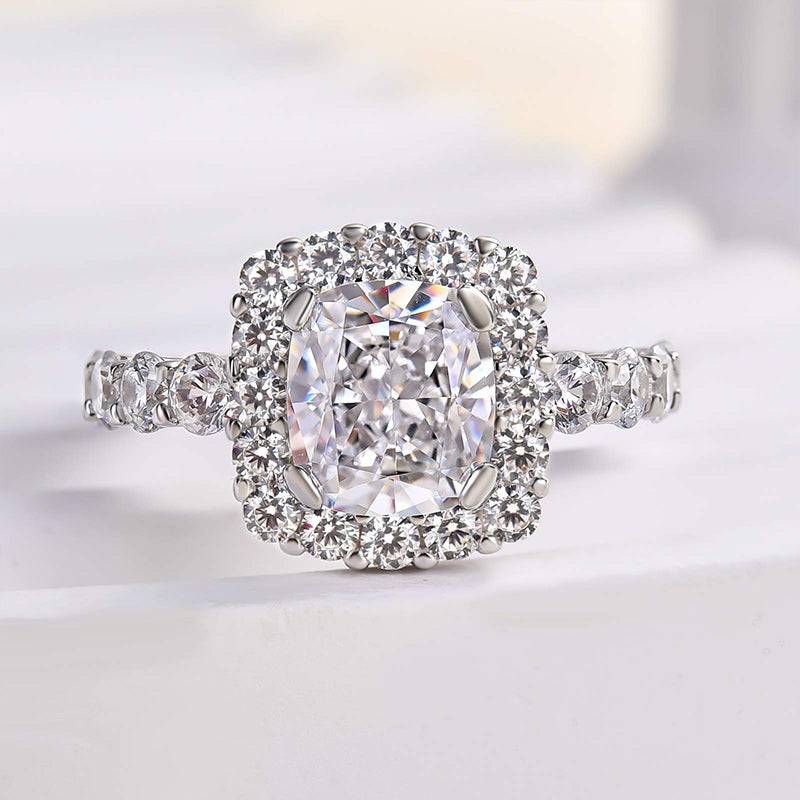 Louily Desirable Halo Crushed Ice Cushion Cut Engagement Ring - louilyjewelry