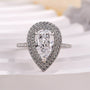 Louily Double Halo Pear Cut Engagement Ring In Sterling Silver - louilyjewelry