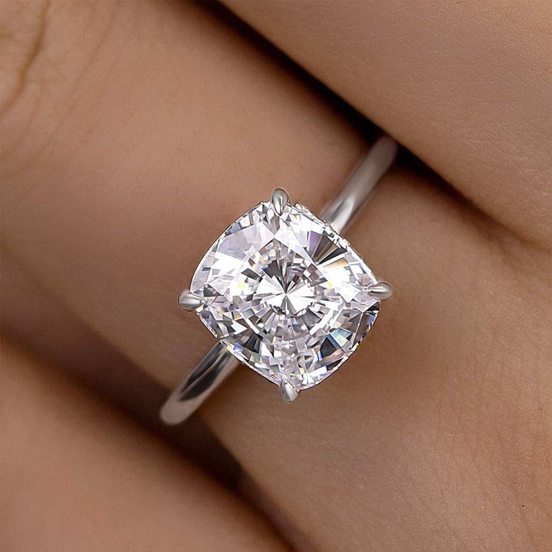 Louily Elegant 3.0 Carat Cushion Cut Engagement Ring for Women In Sterling Silver - louilyjewelry