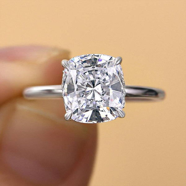 Louily Elegant 3.0 Carat Cushion Cut Engagement Ring for Women In Sterling Silver