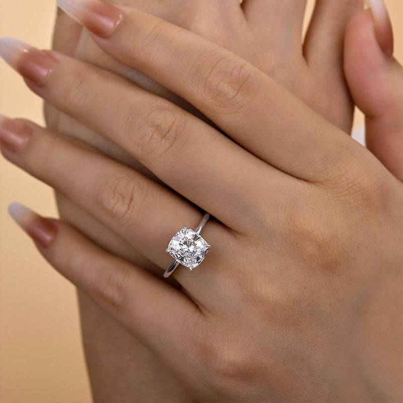 Louily Elegant 3.0 Carat Cushion Cut Engagement Ring for Women In Sterling Silver - louilyjewelry