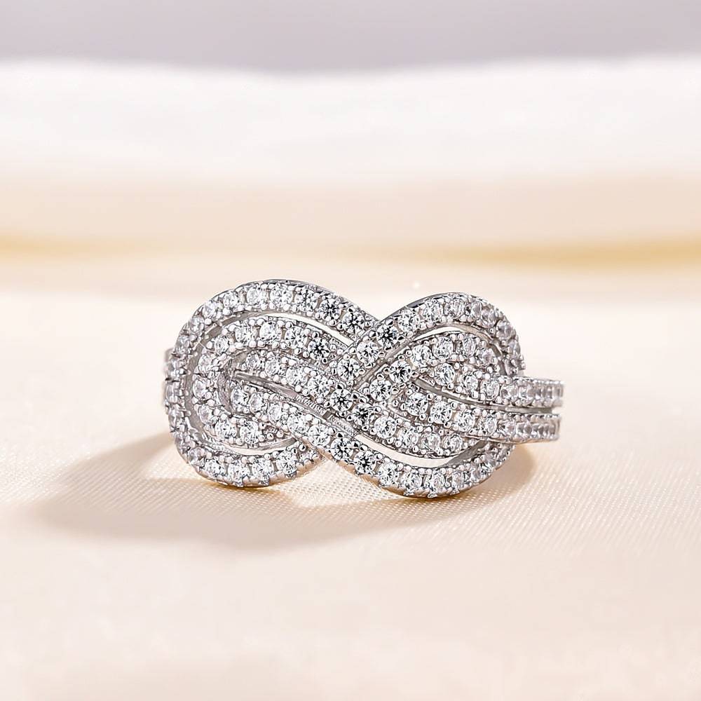 Louily Elegant Anniversary Simulated Diamond Wedding Band In Sterling Silver - louilyjewelry