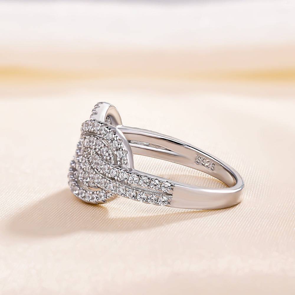 Louily Elegant Anniversary Simulated Diamond Wedding Band In Sterling Silver - louilyjewelry